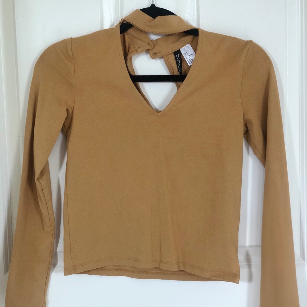 V neck blouse beige-brown